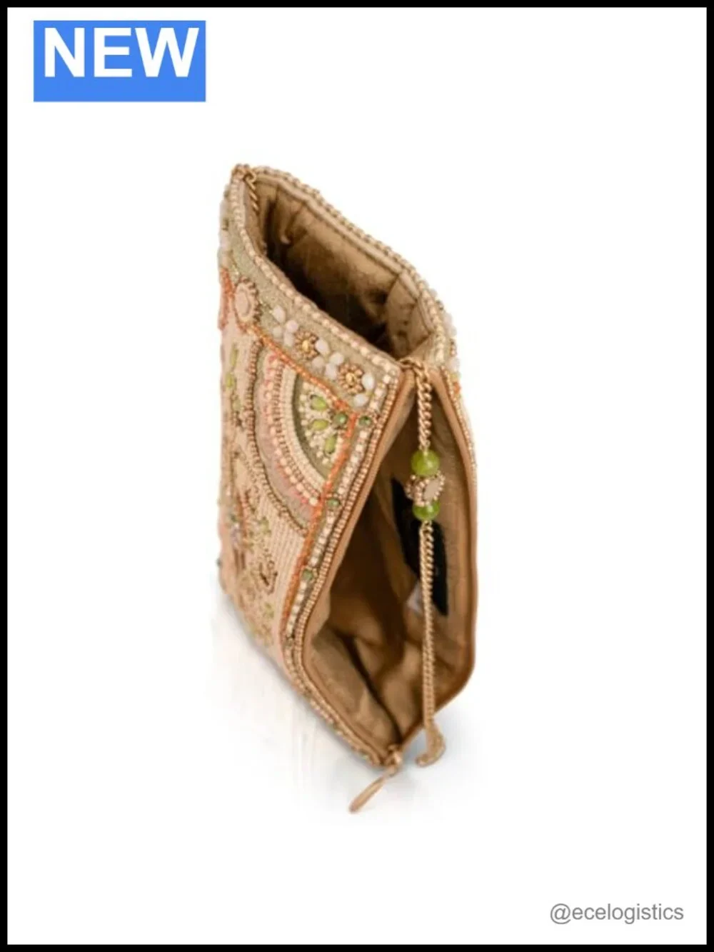 Beaded Crossbody Phone Bag with Removable Chain Strap, Floral